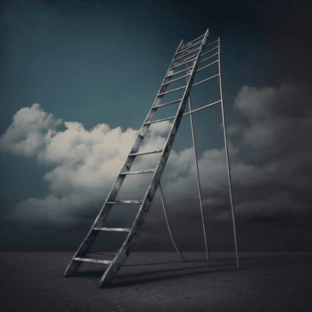 A ladder with steps symbolizing progressively more challenging anxiety-provoking situations, representing the process of gradual exposure therapy